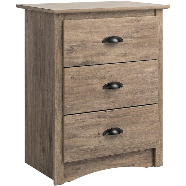 ULSMVOC SMT 3-Drawer Drift Gray Bedside Table 16 in. D x 23 in. W x 29 in. H