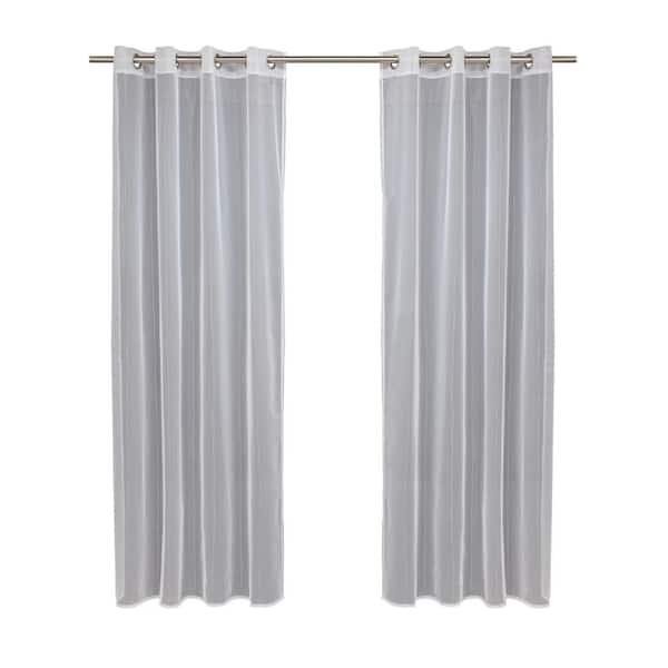 No Se'em 50 in. W x 108 in. L Sheer Grommet Indoor/Outdoor Curtain Panel in White