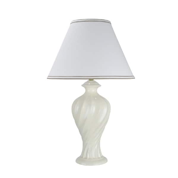 Aspen Creative Corporation 29-1/2 in. Off-White Ceramic Table Lamp with Hardback Empire Shaped Lamp Shade in Off-White