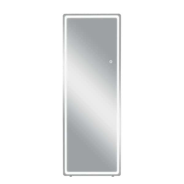 Lirago 20 in. W x 63 in. H Modern Rectangle Aluminium Alloy Frameless White Full Length Mirror With Rounded Corner