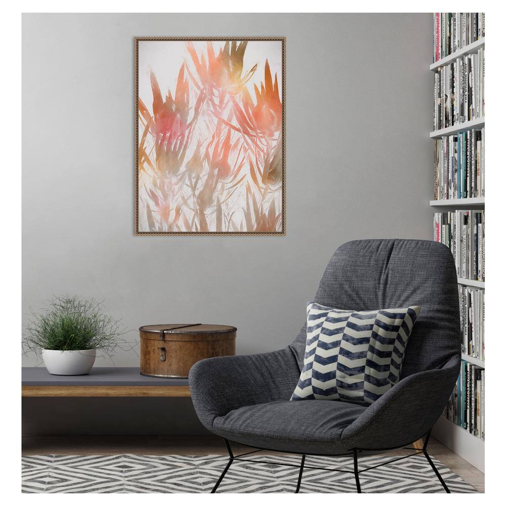 Beaded Gold Framed Abstract Botanic Canvas Wall Art 23 x 30