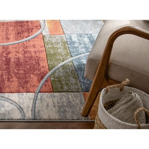 Ruby Jive Modern Abstract Geometric Arcs and Shapes Multi 7 ft. 10 in. x 9 ft. 10 in. Area Rug