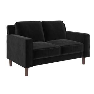 DHP Bexley 55 in. Black Velvet 2-Seater Loveseat Sofa DE68292