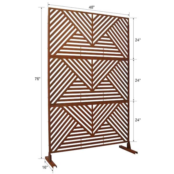 6.3 ft. H x 4 ft. W Rust Red Metal Outdoor Privacy Fence Decorative Screen Panel Freestanding Garden Fence Panel