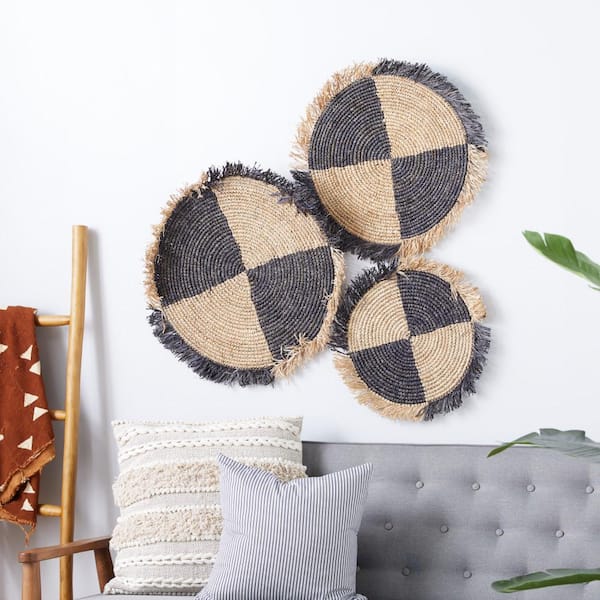 Litton Lane Bohemian Dried Plant Fibers Brown Wall Decor (Set of 3)