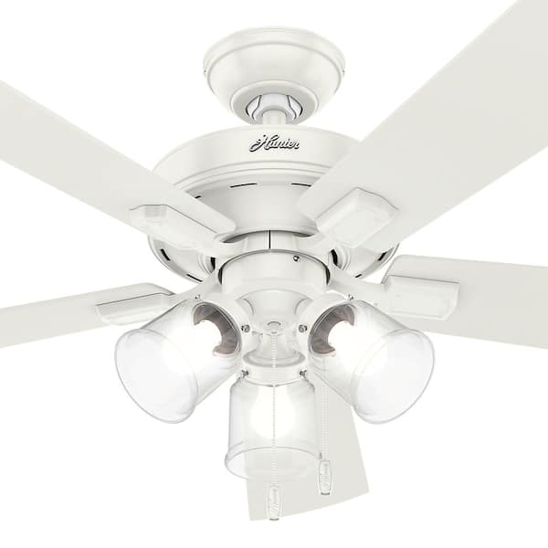 Hunter - Crestfield 52 in. LED Indoor Fresh White Ceiling Fan with 3-Light Kit