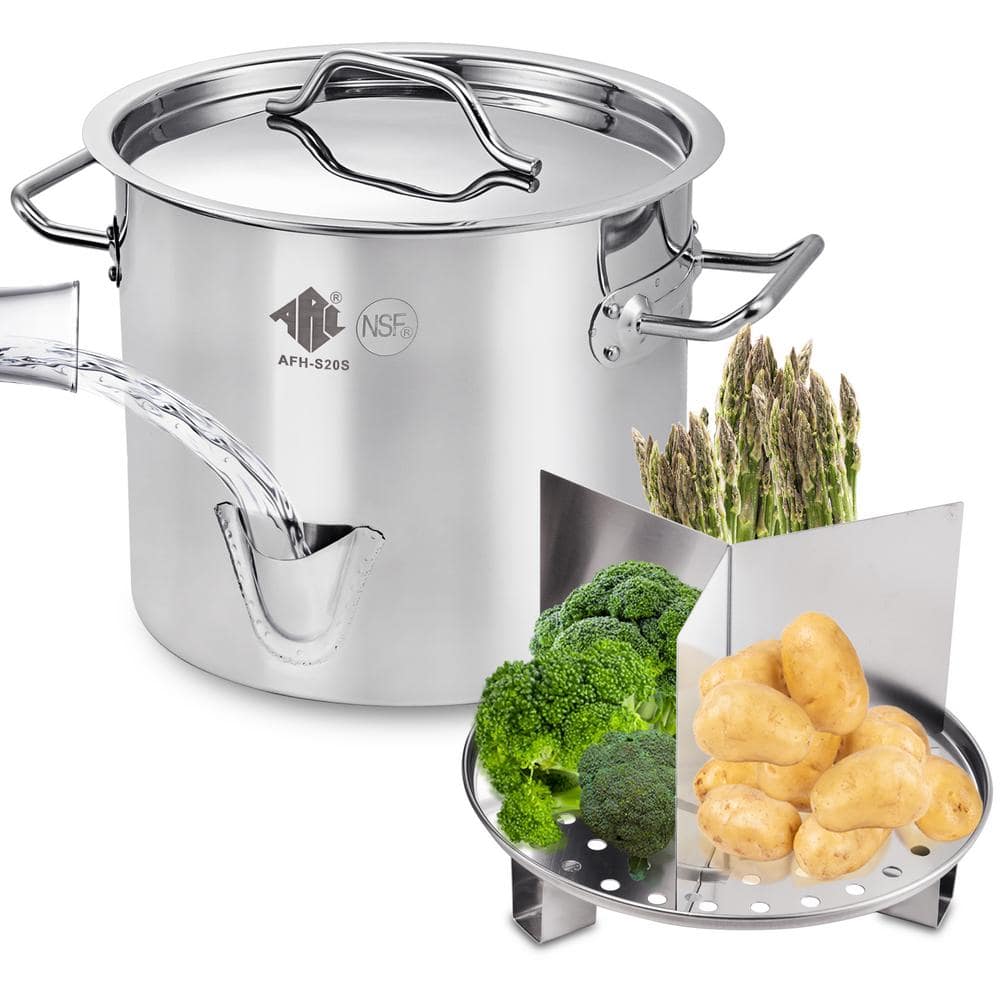 32QT Stainless Steel Tamale Steamer Pot w/Easy-fill Water Spout, Divider an