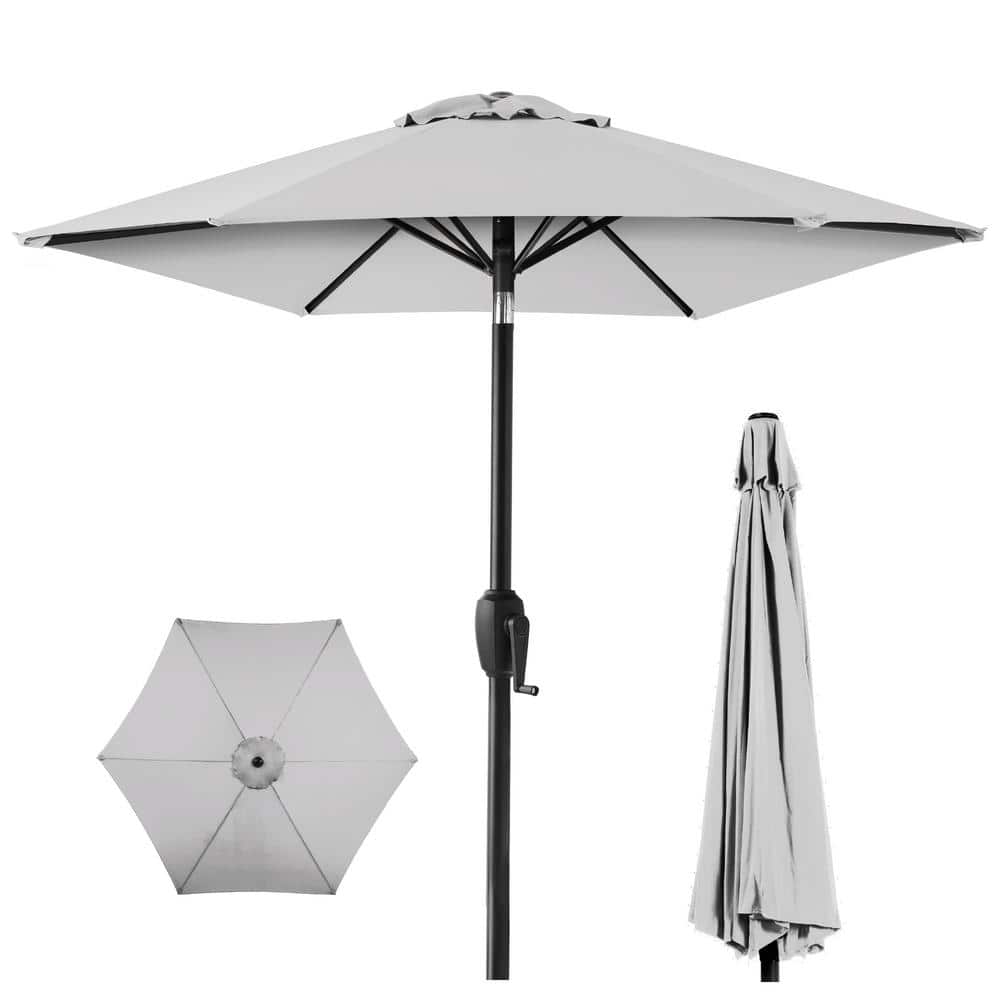 Choice Products 7.5 ft Heavy-Duty Outdoor Market Umbrella with Push Button Tilt, Easy Lift in Fog Gray SKY6443 - The Home Depot