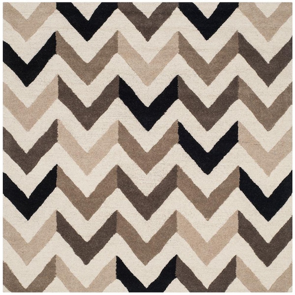 SAFAVIEH Cambridge Ivory/Black 6 ft. x 6 ft. Square Chevron Area Rug