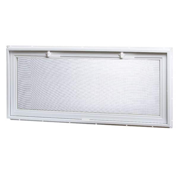 46.25 in. x 21 in. Standard Glass White New Construction Single-Pane Hinged Vinyl Basement/Shed Hopper Window w/ Screen