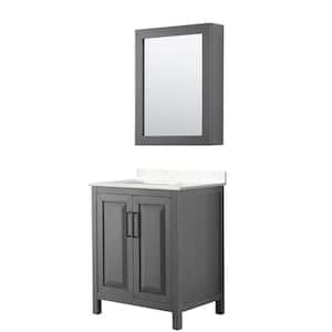 Daria 30 in. W x 22 in. D x 35.75 in. H Single Bath Vanity in Dark Gray with Carrara Cultured Marble Top and Mirror