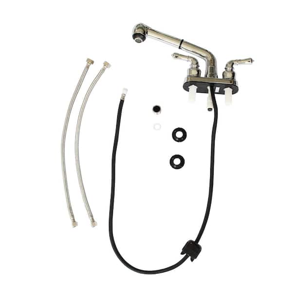WASSERMAN FAUCETS Dual Handle Pull out Sprayer Laundry Utility Faucet with Washerless Cartridge in Chrome