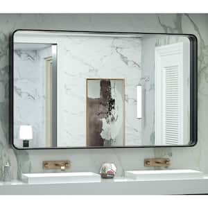 60 in. W x 36 in. H Rectangular Aluminum Framed Wall Mount Bathroom Vanity Mirror in Black