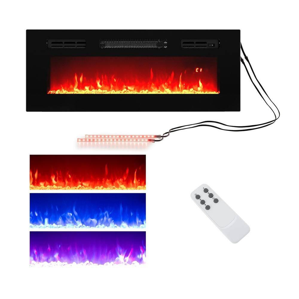 36 Inches Electric Fireplace Heater Recessed with LED Strip Lights and Remote Control price history on PriceWatchPro