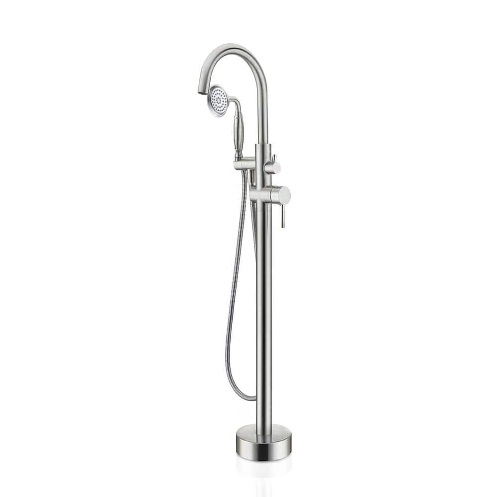 2-Handle Claw Foot Freestanding Tub Faucet with Handle Shower, 360° Tub Sp