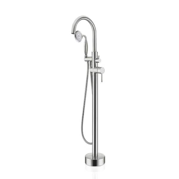 Unbranded 2-Handle Claw Foot Freestanding Tub Faucet with Handle Shower, 360° Tub Spout in. Brushed Nickel