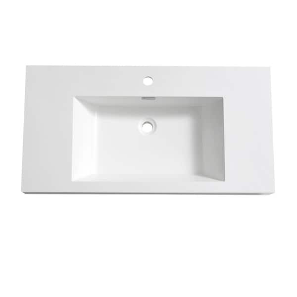 Fresca Valencia 39 in. Drop-In Acrylic Bathroom Sink in White with Integrated Bowl