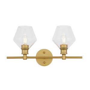 Timeless Home Paige 18 in. W x 8.4 in. H 2-Light Brass and Clear ...