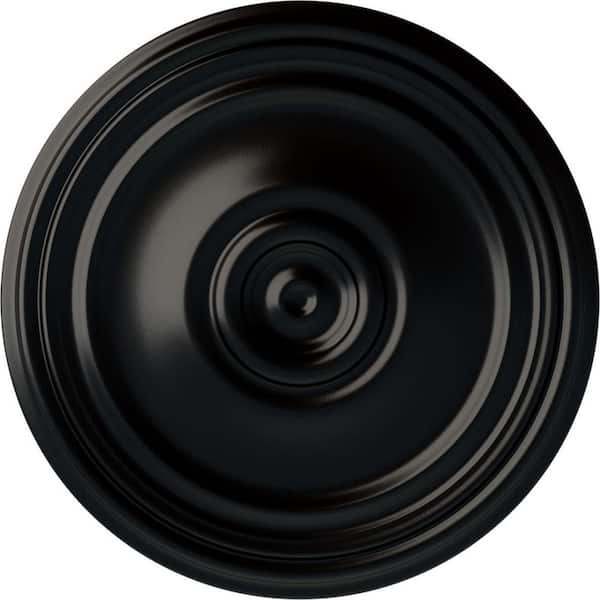 Ekena Millwork 21" x 1-1/4" Reece Urethane Ceiling Medallion (Fits Canopies upto 6-3/4"), Hand-Painted Jet Black