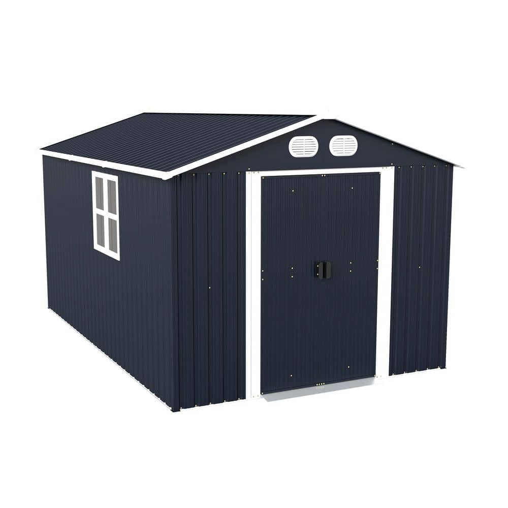 Milo 8 ft. W x 12 ft. D Outdoor Dark Gray Metal Storage Shed with Lockable Sliding Doors, Air Vents (81.47 sq. ft.) price history on PriceWatchPro