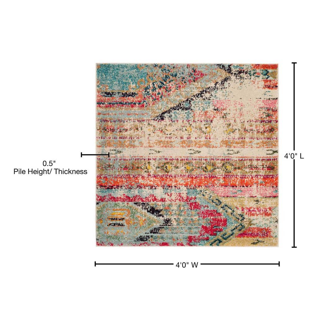 Monaco Multi-Colored Synthetic Square Area Rug, 4'x4'
