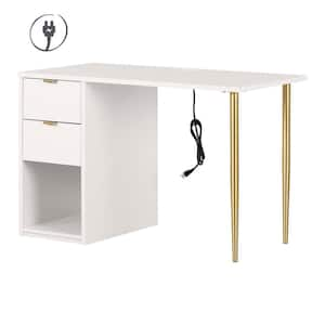 Amyra 47.5 in. Pure White Particle Board Computer Desk