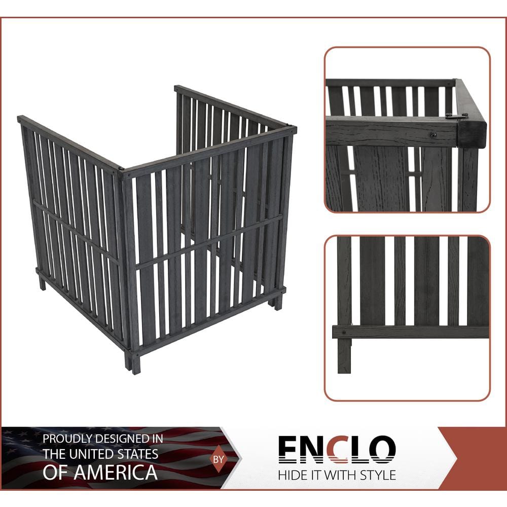 Roanoke Charcoal Vinyl 3-Panel Freestanding Privacy Screen