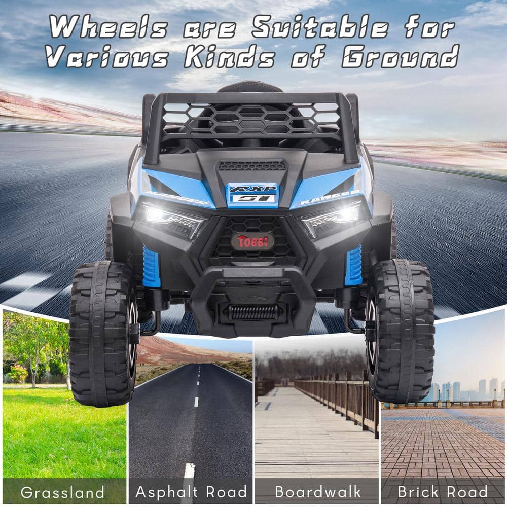 Black 12V Kids Ride-On UTV with LED Lights and Horn