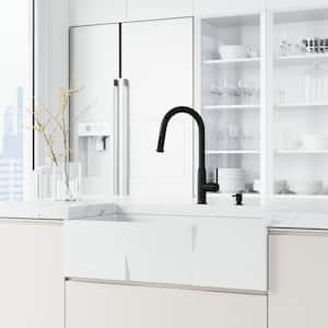 Hart Arched Single Handle Pull-Down Spout Kitchen Faucet Set with Soap Dispenser in Matte Black