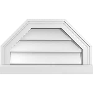 20 in. x 12 in. Octagonal Top Surface Mount PVC Gable Vent: Decorative with Brickmould Sill Frame