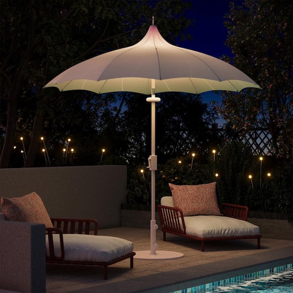 LAUSAINT HOME 9 ft. Market Pagoda Outdoor Patio Umbrella in Gradient Green with LED Light, 360° Rotation