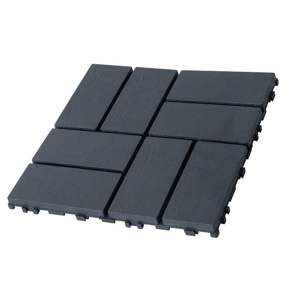 Outdoor 1 ft. x 1 ft. Composite Interlocking Tile Deck Tile in Gray (27 Per Box)