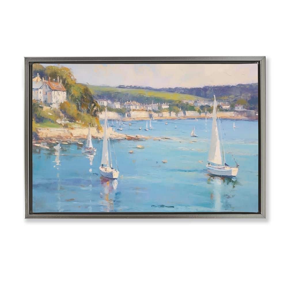 UPC 199005199281 product image for Sailboats Of The Shore by LSR Design Studio Gray Floater Frame Coastal Graphic A | upcitemdb.com