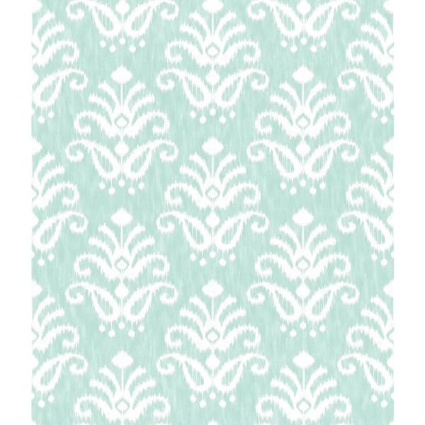 A-Street Prints Blue Keaton Aqua Medallion Wallpaper Sample