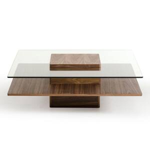 Valerie 39 in. Brown Rectangle Glass Brown Coffee Table