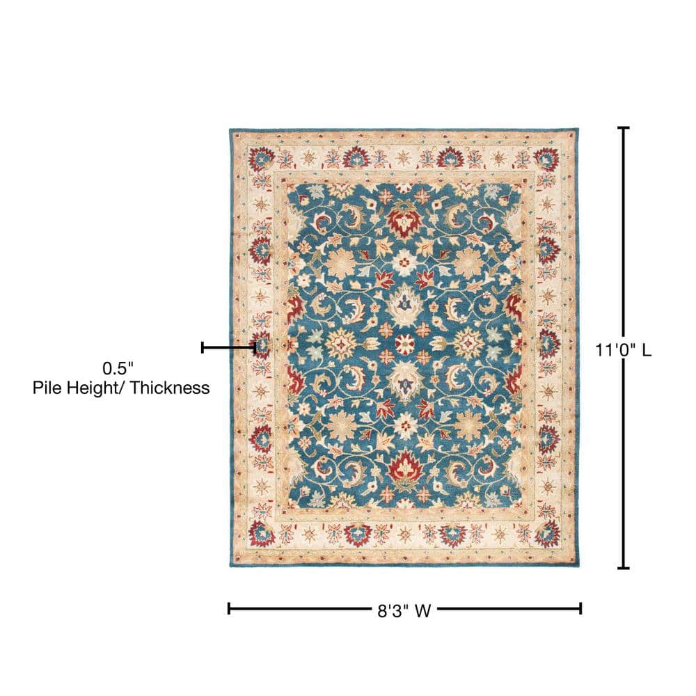 Antiquity Blue and Beige Hand Tufted Wool Area Rug