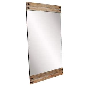 Large Rectangle Natural Wood Stain Mirror (48 in. H x 82 in. W)