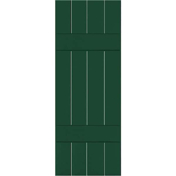 Ekena Millwork 15" x 30" Exterior Four Board (2 Batten) Real Wood Cedar Board-n-Batten Shutters (Per Pair), Chrome Green