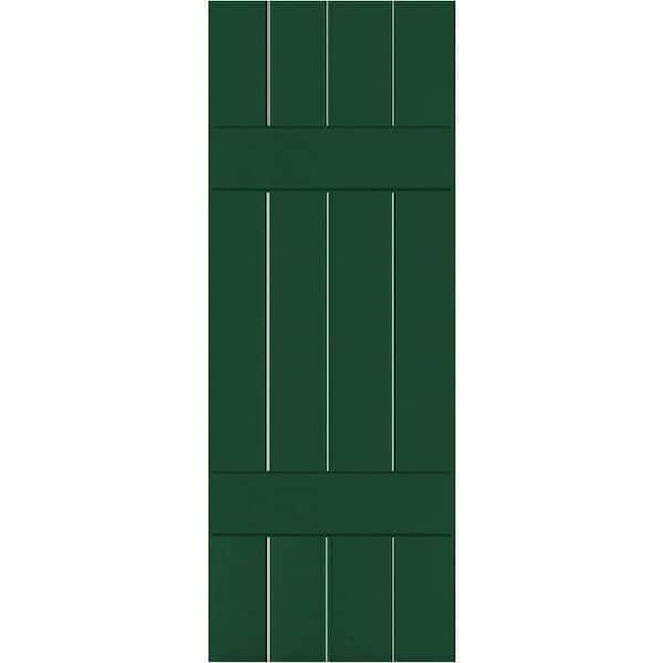 Ekena Millwork 15" x 43" Exterior Four Board (2 Batten) Real Wood Cedar Board-n-Batten Shutters (Per Pair), Chrome Green