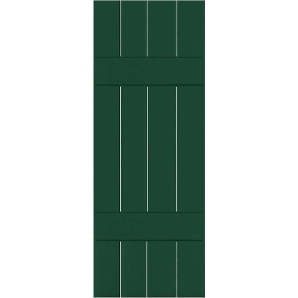 Ekena Millwork 15 in. x 48 in. Exterior Real Wood Sapele Mahogany Board and Batten Shutters Pair Chrome Green