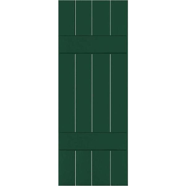 Ekena Millwork 15 in. x 53 in. Exterior Real Wood Pine Board and Batten Shutters Pair Chrome Green