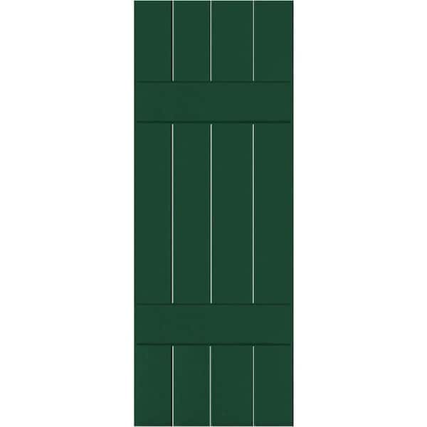 Ekena Millwork 15 in. x 66 in. Exterior Real Wood Pine Board and Batten Shutters Pair Chrome Green
