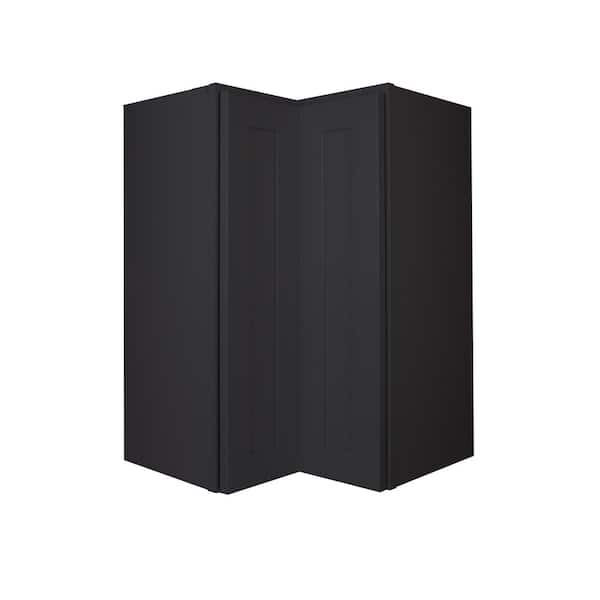 Shaker Assembled 24 in. W x 42 in. H x 12 in. D Wall Easy Reach Corner Cabinet in Charcoal Black