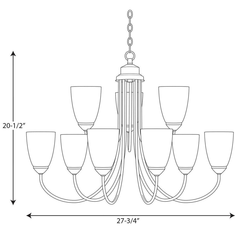 Brushed Nickel Two-Tier Chandelier with Etched Glass Shades