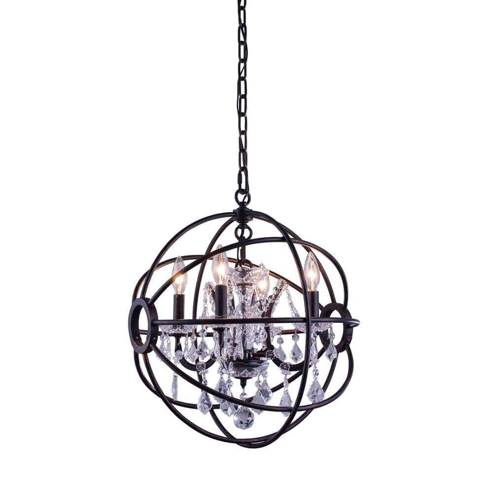 Timeless Home 17 in. 4-Light Dark Bronze Pendant Light, Bulbs Not Included