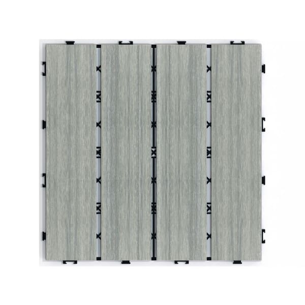 Tidoin Outdoor 1 ft. x 1 ft. Composite Deck Tile in Light Gray (22 Per Box)