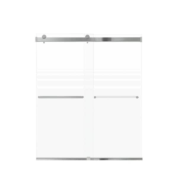 Transolid Brianna 60 in. W x 70 in. H Sliding Frameless Shower Door in Polished Chrome with Frosted Glass