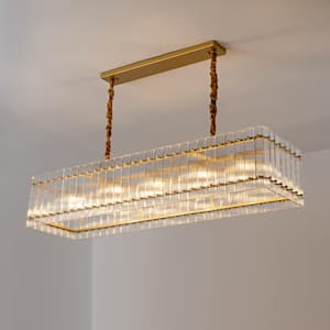 Modern Chandelier 54 in. 10-Lights Luxury Linear Gold Chandelier for Dining Room, Kitchen Island, Living Room