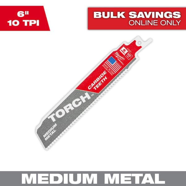 Milwaukee 6 in. 10 TPI Carbide Medium Metal Cutting Sawzall Reciprocating Saw Blade (1-Pack)