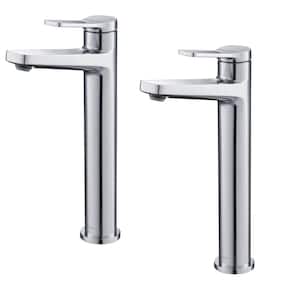 Indy Single Hole Single-Handle Vessel Bathroom Faucet in Chrome (2-Pack)